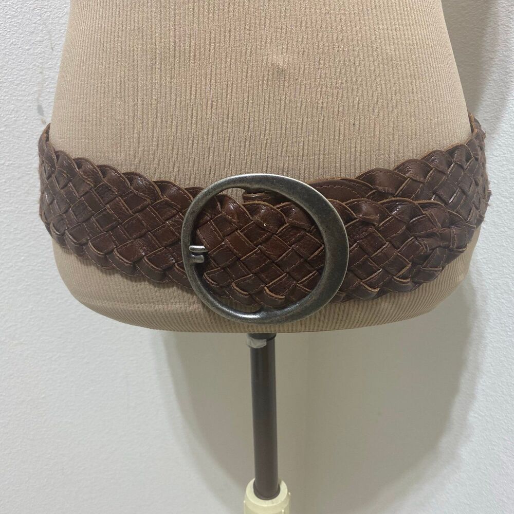 Banana Republic WIDE Braided Leather Belt Women's Brown Woven Small
